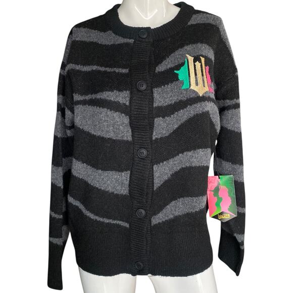 NWT Paul Tazewell Wicked Graphic Black Button Cardigan Size Small - Picture 1 of 6